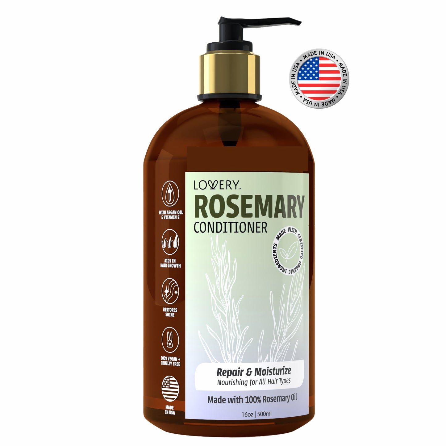 Rosemary Conditioner - 16oz Organic Hair Care Made in USA