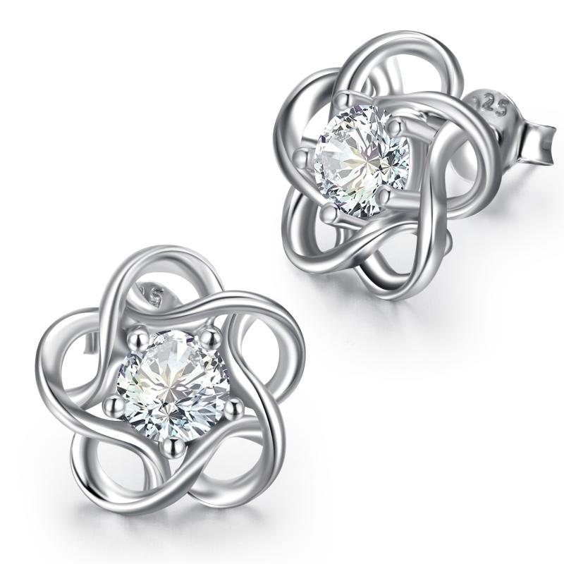 Sterling Silver Women's Flower Stud Earrings Jewelry