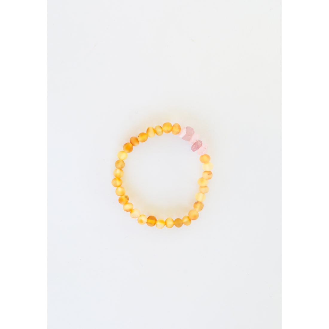 Raw Honey Amber + Raw Rose Quartz - Adult Bracelet