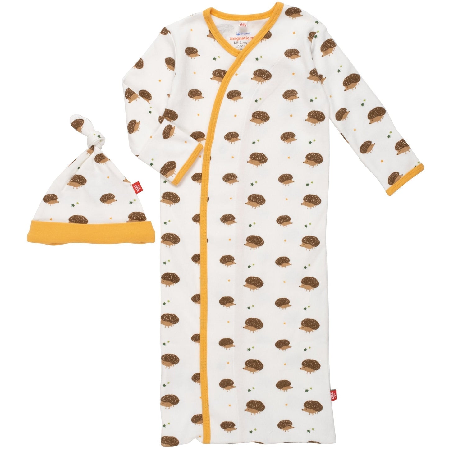 Magnetic Me Gus Organic Cotton Magnetic Cozy Sleeper Gown + Hat Set