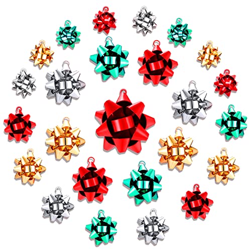 CEALXHENY 25PCS Christmas Charms for Jewelry Making Red Green Xmas Bow Charm Pendants for DIY Earring Bracelet Necklaces Holiday Clothes Sewing Bag Decoration Supply