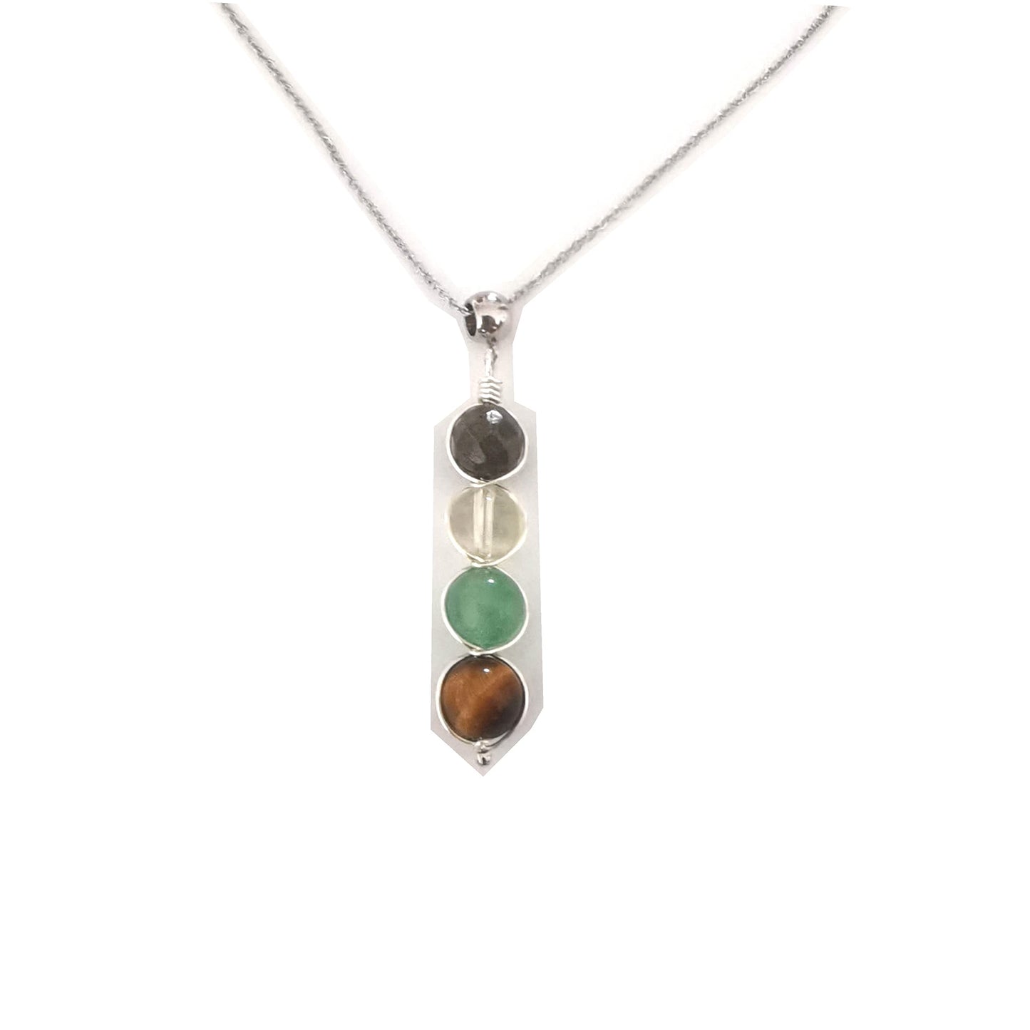 LFaize Healing Crystal prosperity Necklace, Prosperity, Attract Money, Attract Wealth, Tiger Eye, Citrine, Green Aventurine,Pyrite