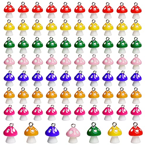 mifengda 70 Pieces Mushroom Ornament Resin Mushroom Jewelry Making Mushroom Pendant Earrings Necklace Mushroom Ornament for DIY Bracelet Earrings Necklace Keychain(Mixed)