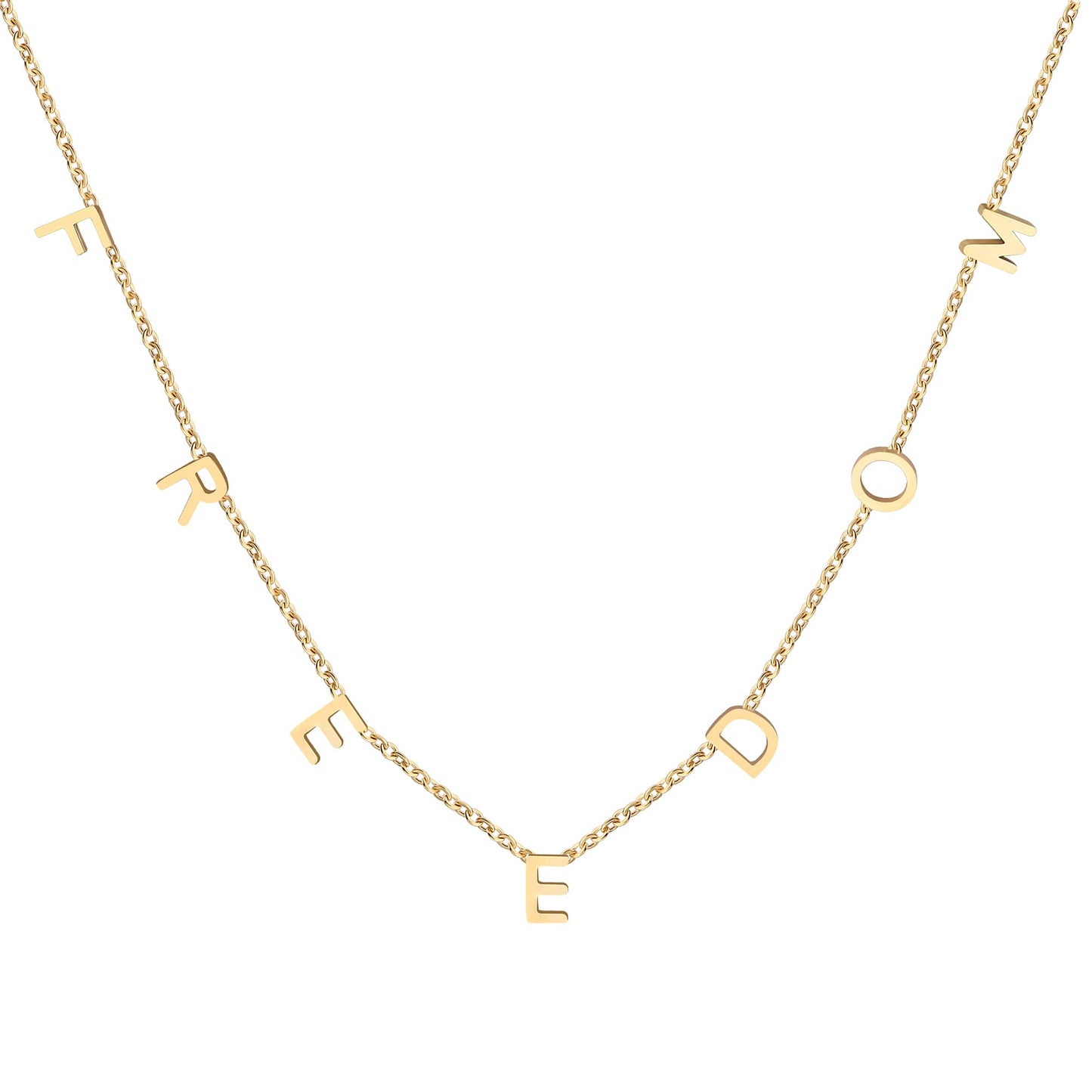 Memgift Freedom Choker Necklace Perfect 18k Gold Plated Stainless Steel Jewelry Birthday Christmas Gifts for Women Girls