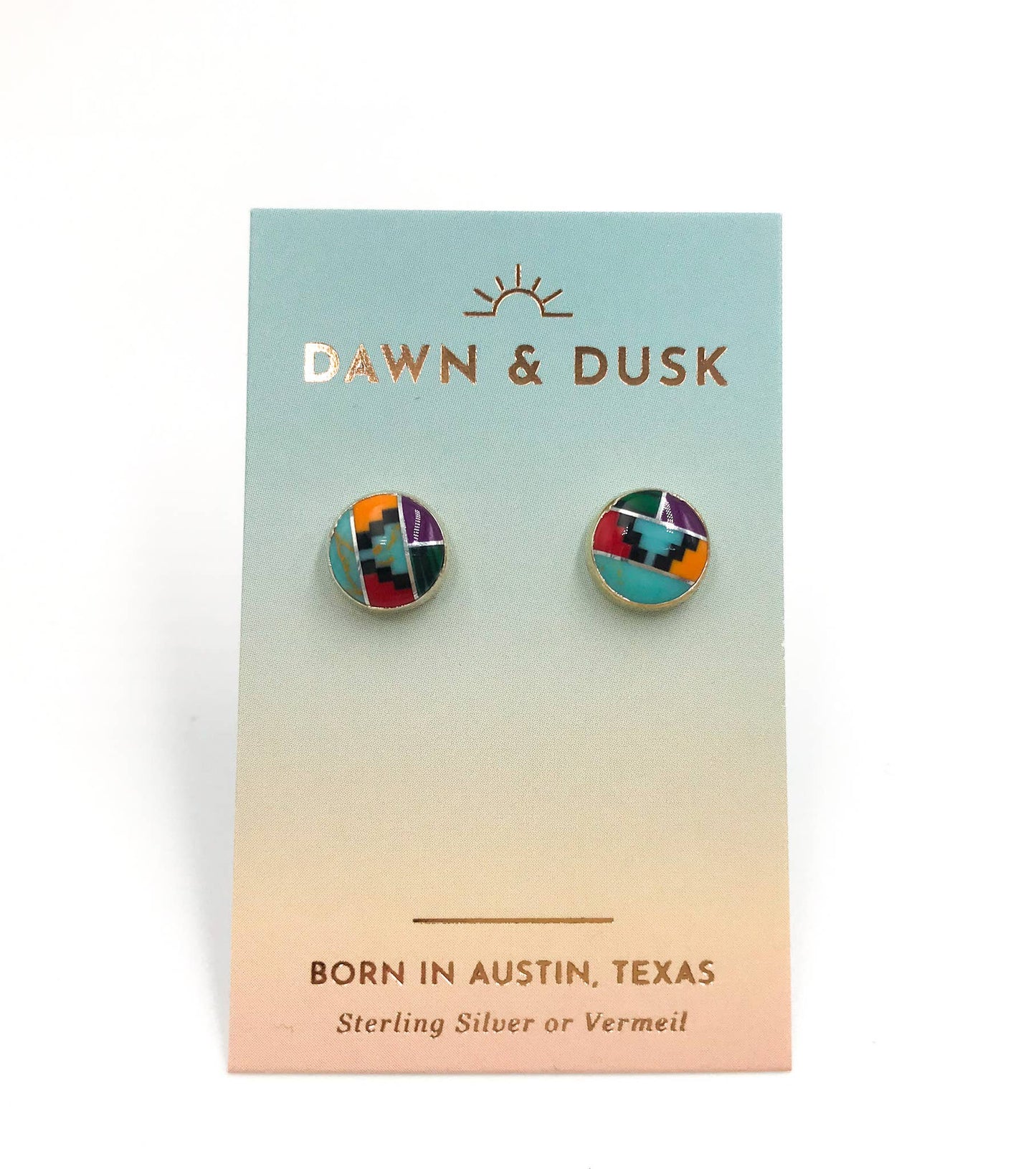 Rounds Sterling Silver Inlay Earrings