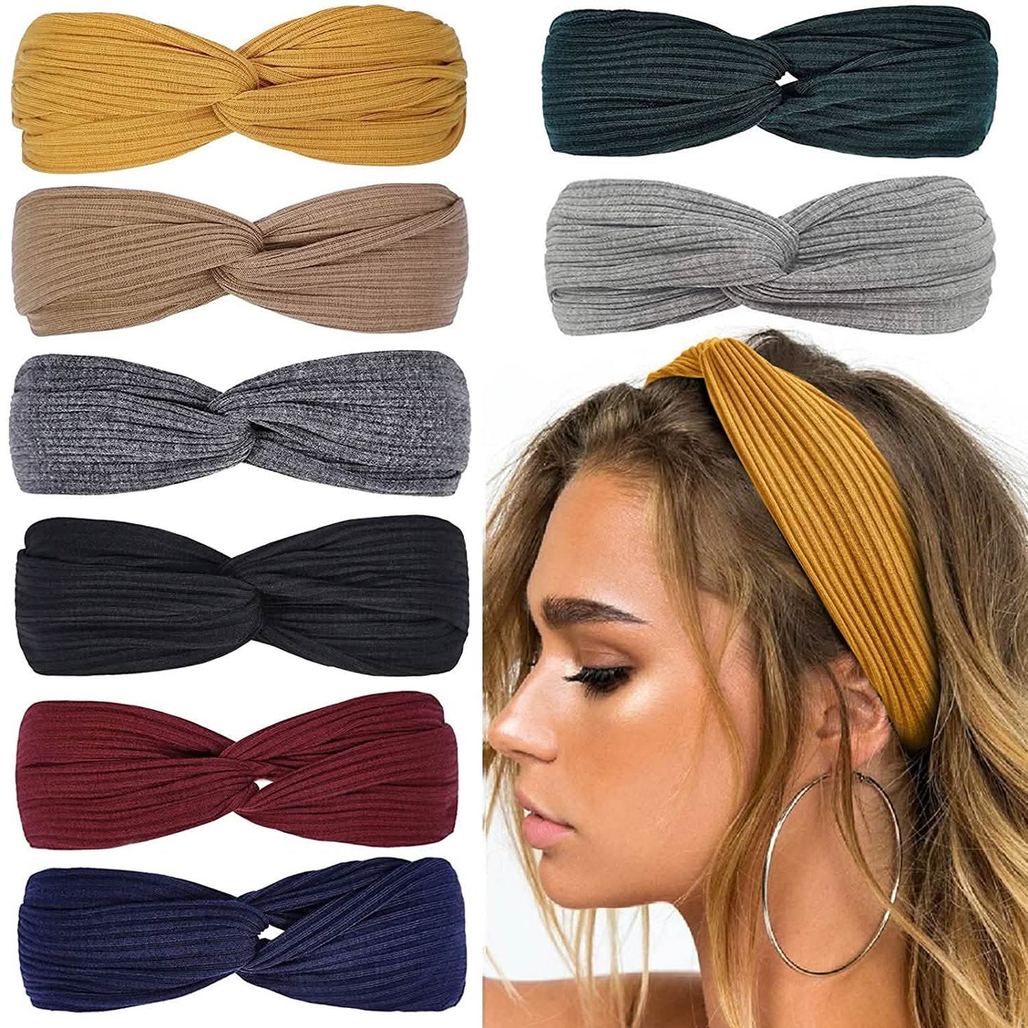 8-Piece: Twist Knotted Boho Stretchy Hair Bands Beauty & Personal Care Assorted - DailySale