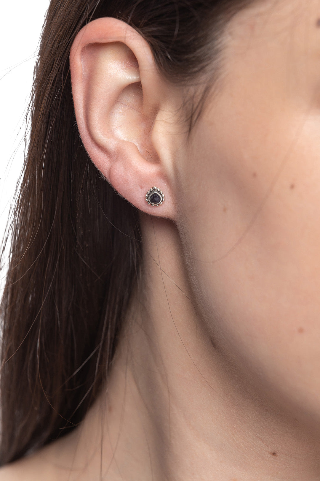 Dotted Edge Teardrop Stud Earrings