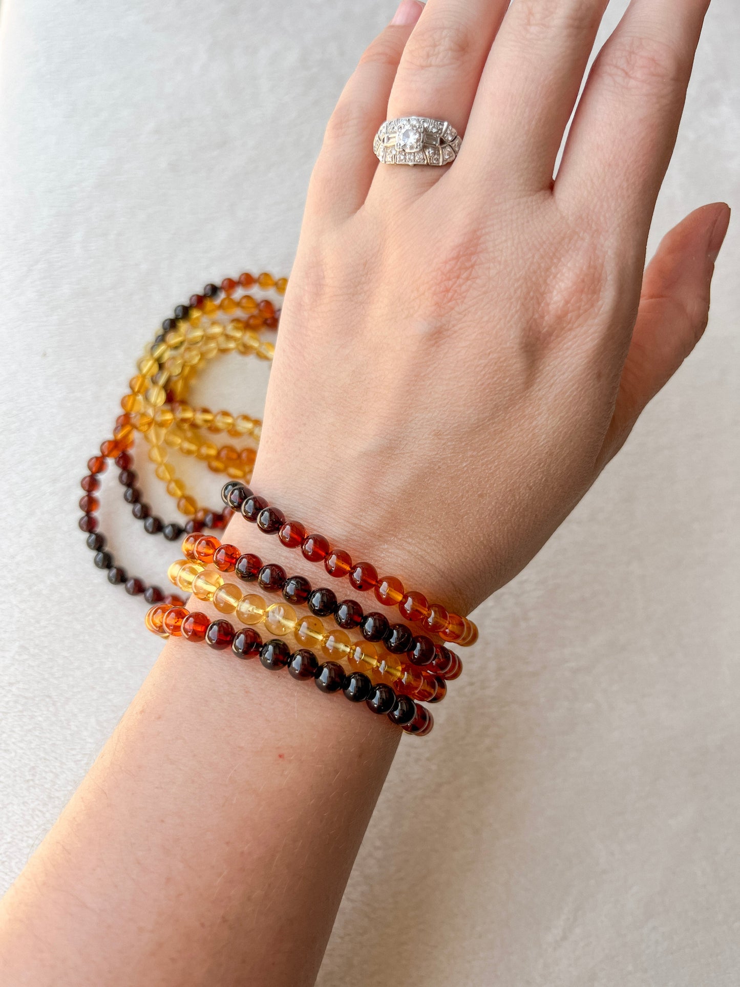 Baltic Amber Crystal Stretch Bracelet | 7 inches