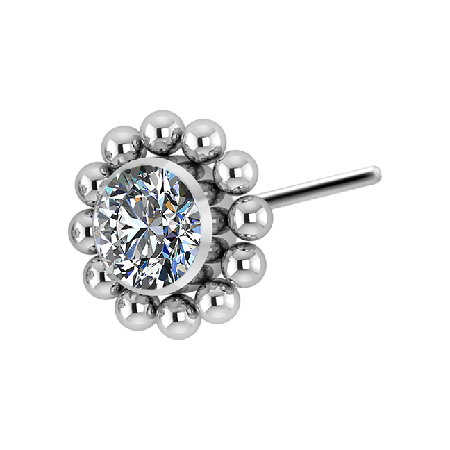 titanium cluster with swarovski gem in center, perfect for madonna, madusa or monroe piercing, lip, snakebites, angel bites, nostril or ear piercings