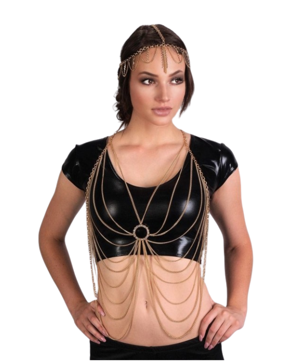 Chest Drape Body Jewelry Chain in Gold