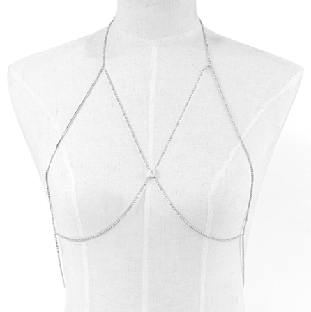 Rhinestone Bra Body Chain in Silver