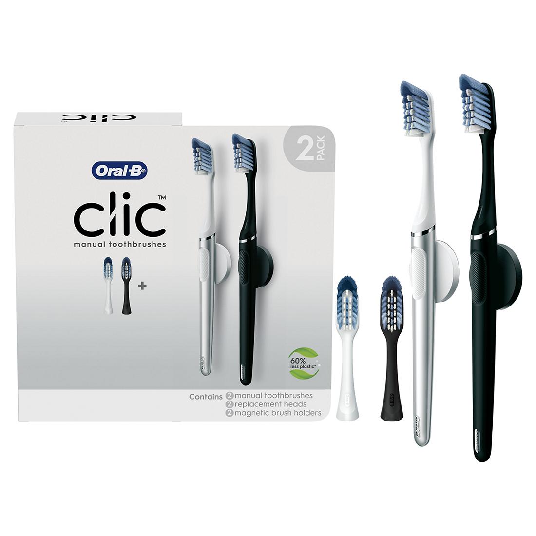 Oral-B Clic Manual Toothbrush Starter Pack, 2 pk.