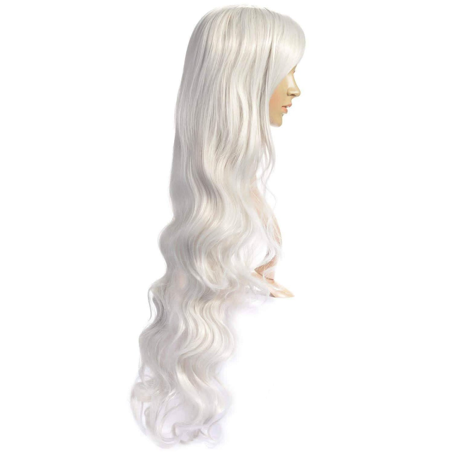 AGPTEK 33 Inch Heat Resistant Curly Wavy Long Silver Hair Wig