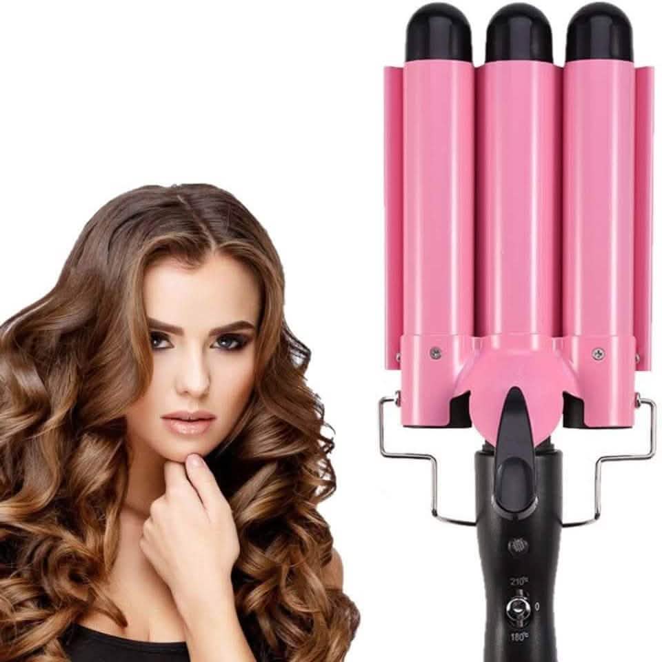 Ceramic Triple Barrel Curling Iron with LCD Display