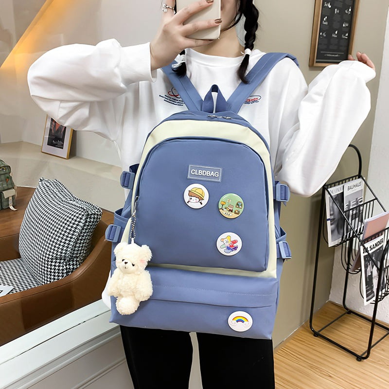 4pcs School Bags Set Kawaii Backpacks for Teen Girls School Backpack School Aesthetic Backpack with Accessories A7