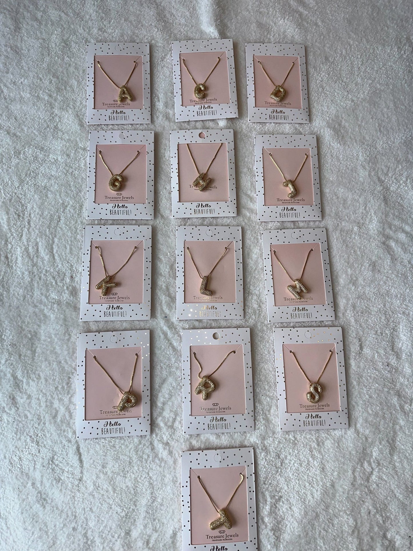 Rhinestone Bubble Monogram Necklace 14k