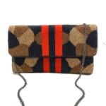 Red Black Stripe Camo Beaded Clutch