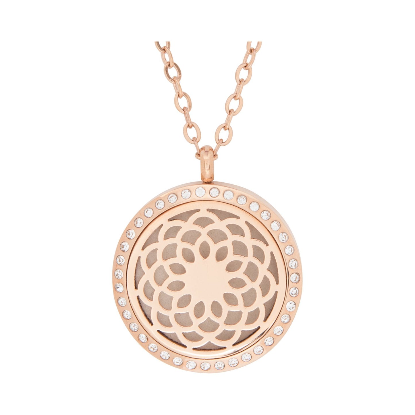 Stainless Steel Rose Gold Sunflower Crystal Pendant