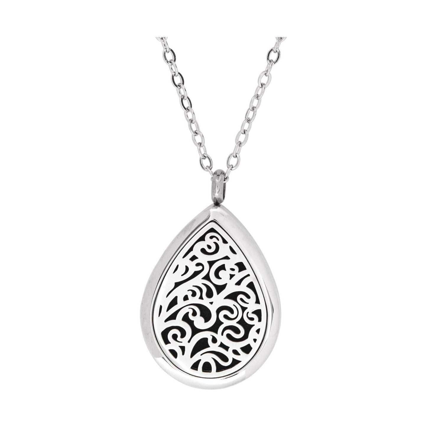 Stainless Steel Swirl Tear Drop Pendant