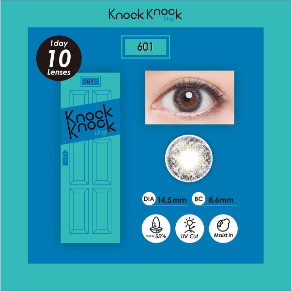 Knock Knock 601 Gray 1 Day Contact Lenses 10 Pack