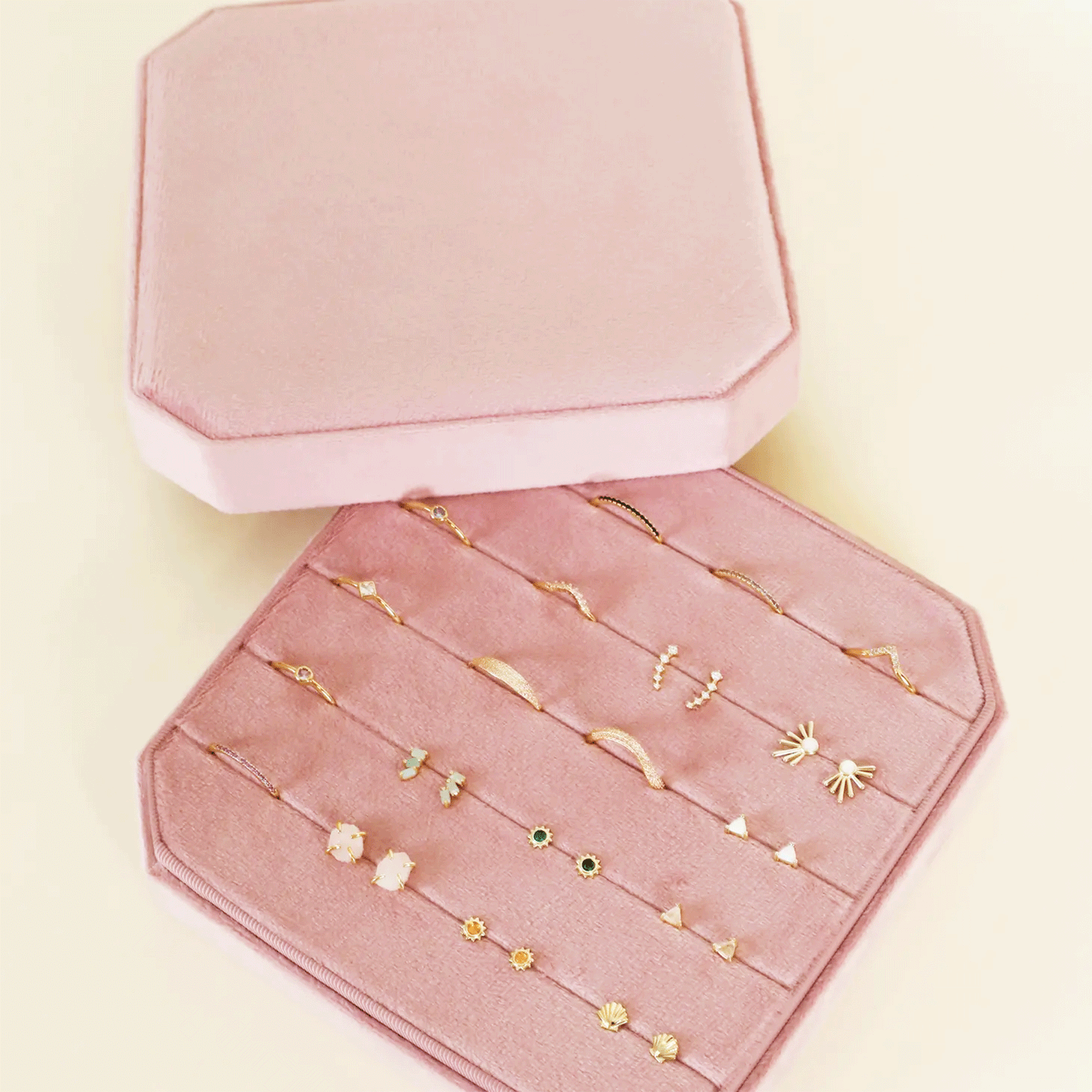 Large Square Velvet Jewelry Box | Light Pink