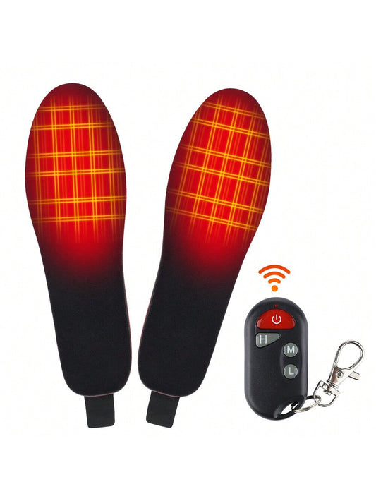 Heated Insoles, 2100mAH Rechargeable Electric Heating Insoles With Remote Control, Up To 9 Hours Heating Foot Warmer For Men Women Outdoor Hunting Camping Skiing (Large)