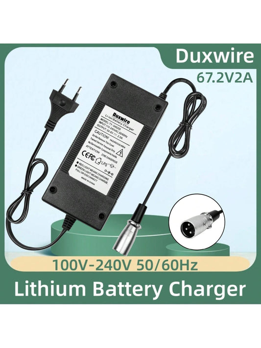 Duxwire 67.2v2a Lithium Battery Charger Eu Plug For 60v Lithium Battery Pack, Suitable For Chainsaw, Electric Motorcycle, Bicycle, Outdoor Lighting Accessories, Canopy Head Plug