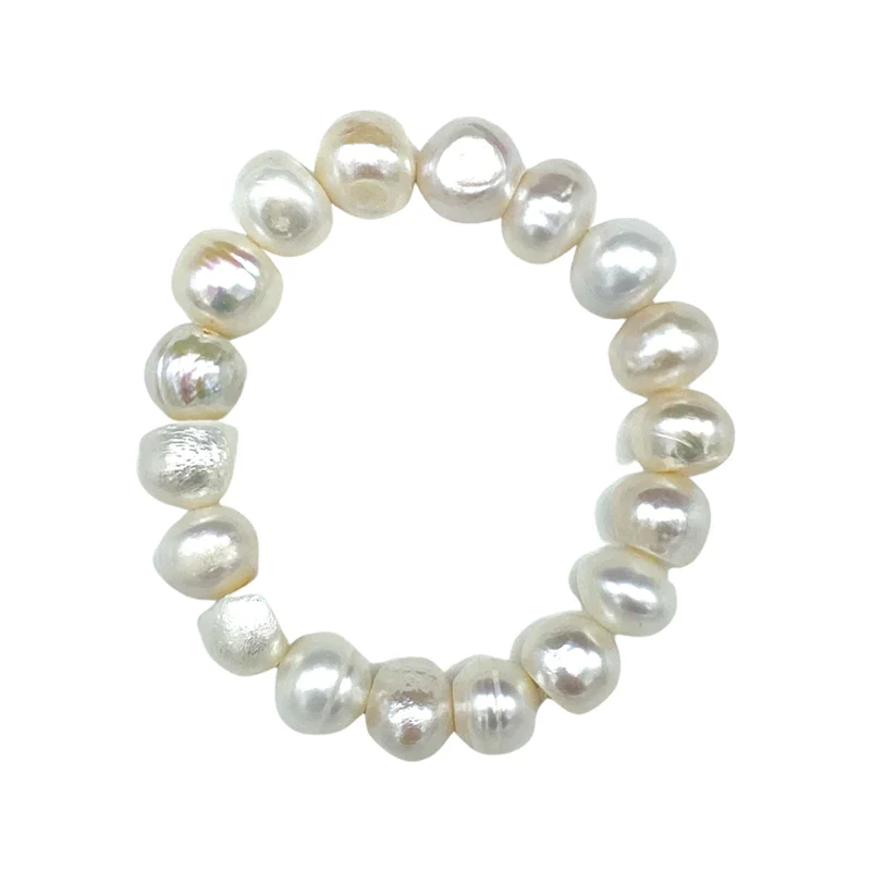 White Bam Bam Pearl Stretch Bracelet