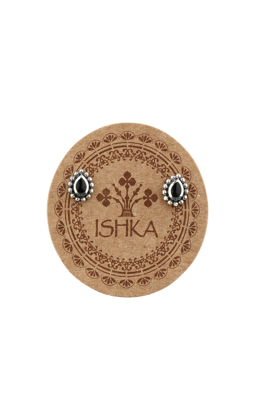 Dotted Edge Teardrop Stud Earrings