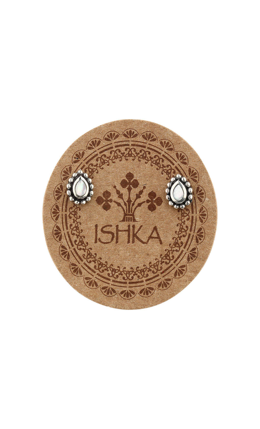 Dotted Edge Teardrop Stud Earrings