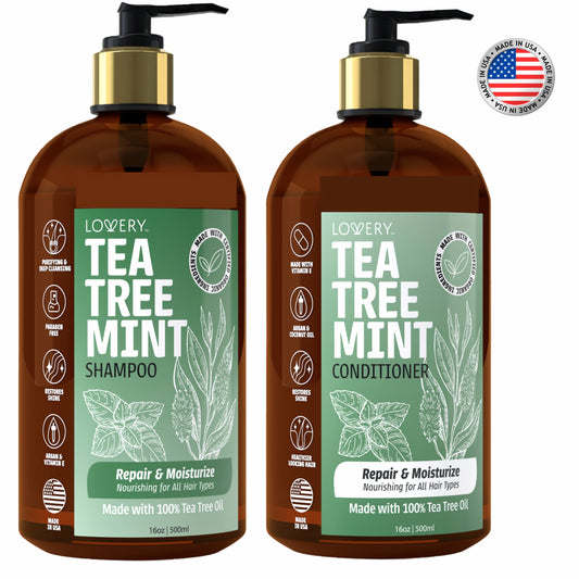 Tea Tree Mint Shampoo & Conditioner Gift Set - 32oz Hair Care Made in USA