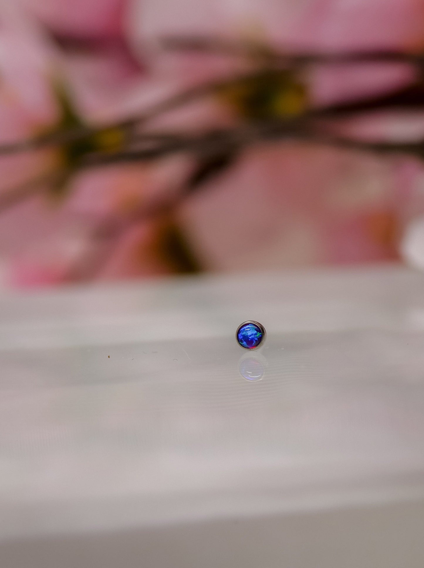 Bezel-set Purple Opal End in Titanium by NeoMetal