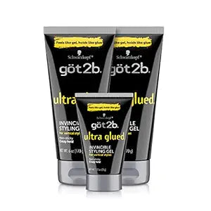 Got2B Ultra Glued Invincible Styling Gel 2 - 6 oz Tubes + 1 Travel 1.25 oz Tube