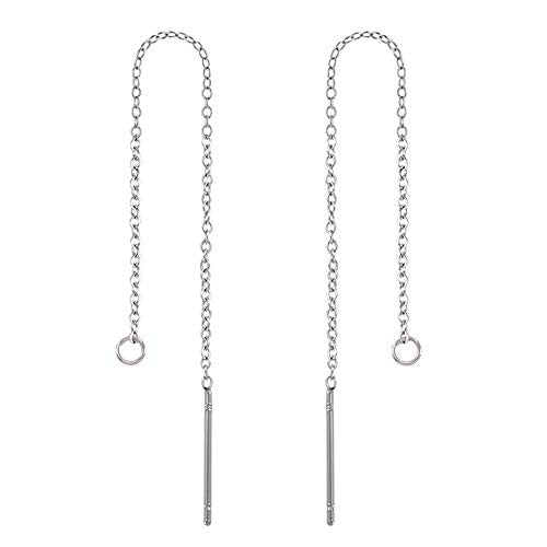 KISSITTY 5 Pairs Hypoallergenic Stainless Steel Long String Ear Threads 3.54"~3.7" Tassel Chain Earrings with Loop & 20 Gauge Pin