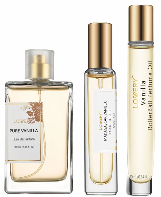 Pure Vanilla Perfume Fragrance Set - Long Lasting Perfume, Eau de Toilette Spray & Rollerball Perfume Oil