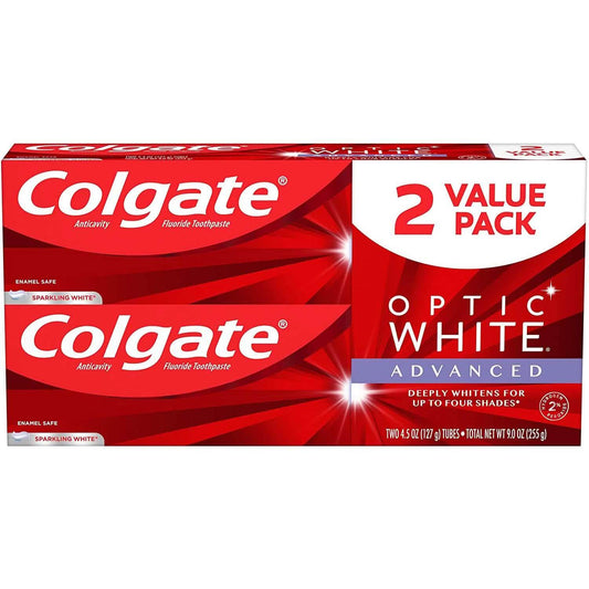 4-Pack: Colgate Optic White Advanced Teeth Whitening Toothpaste, Sparkling White