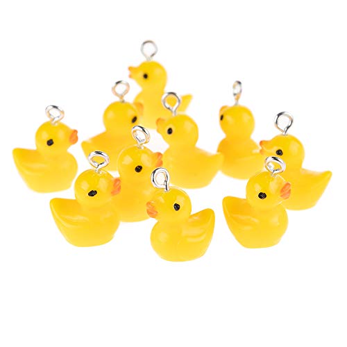 YEYULIN 50 Pieces Mini Resin Ducks Yellow Duck Charms Pendants Jewelry Findings Charm DIY Duck Pendants for Earring Bracelet Necklace Keychain Crafts