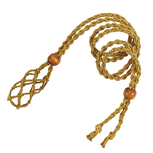 Mity rain Coffee Necklace Cord Empty Stone Holder, Large Crystal Pendants Necklace Rope Adjustable Quartz Raw Stone Cord