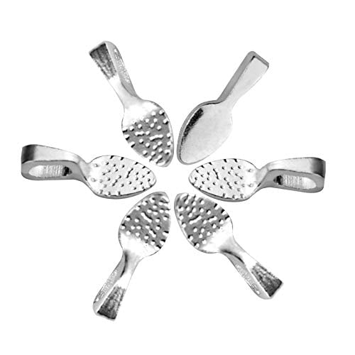 Lystaii 300pcs Small Pendant Bails Silver Glue on Bail Tag Jewelry Bails Oval Glue On Earring Bails Small Spoon Shape for Pendant Making Or Glass Cabochon Tiles DIY Jewelry 15x5mm