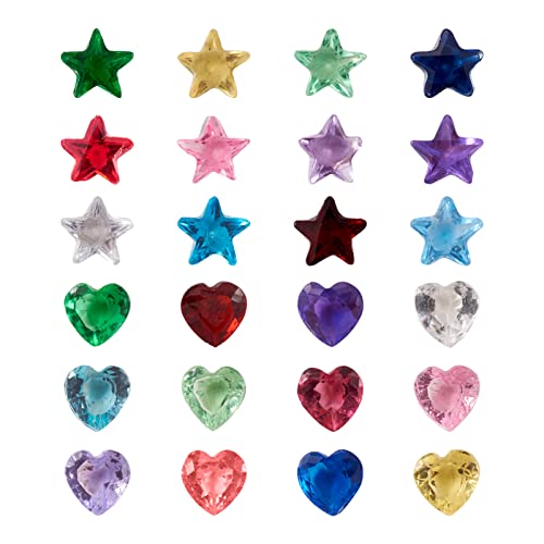 Cheriswelry 240Pcs Glass Rhinestone Cabochons Pointed Back Heart Star Shape Cabochons Mini Birthstone Gem Faceted Cabochon for Earring Bracelet Necklace Jewelry Making