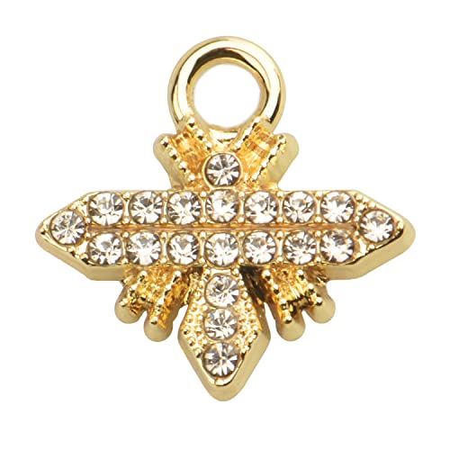 Zicdije Pack of 20 Honeybee Rhinestone Charms Gold Plated Pendants Pave Crystal Accessories for Necklace Bracelet Jewelry Making DIY Crafting