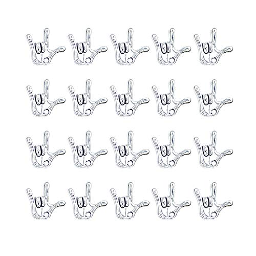 Mengyatege 20 Pieces Antique Silver Alloy I Love You Hand Sign Charms Pendants for Bracelet Necklace (Silver)