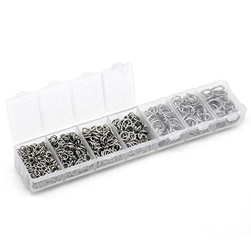 VALYRIA 1410pcs Mixed Stainless Steel Open Jump Rings 4mm 5mm 6mm 7mm 8mm 9mm 10mm Box Set for DIY Jewelry Making Findings