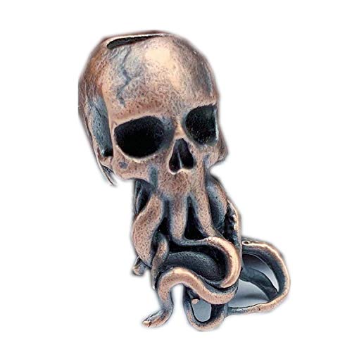 TAOYATAO Antique Brass Skull Octopus EDC Bead DIY Accessories Paracord Keychain Bead Bracelet Accessories Bead,Necklace Pendant Bead ,Lanyard Bead,Brass Charms (Red Brass)