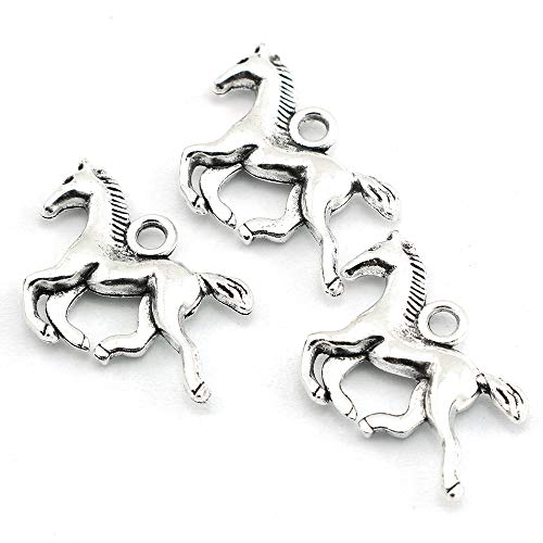 Lind Kitchen 50pcs Horse Charms Pendants Alloy DIY Bracelet Necklace Jewelry Making Craft Accessories 20x15mm (Antique Silver)