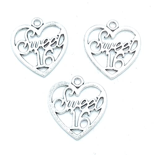 YOOGCORETT 30pcs Charms Hollow Love Vintage Tibetan Silver Zinc Pendants Charm Pendants for DIY Earring Necklace Bracelet Jewellery Supplies and Crafts Making 21 X 19mm (Antique Silver)