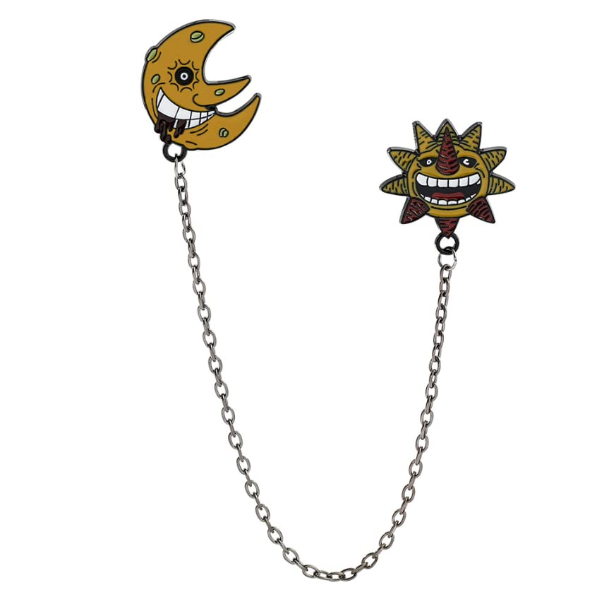 OYSTERBOY 2Pcs Soul Eater Moon and Sun Anime Enamel Brooch Pin Fashion Accessory for Jackets Shirts Backpacks Clothing Gifts Cosplay Costume DIY
