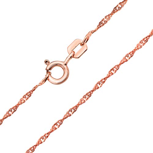 Bling Jewelry Thin Singapore Link Chain 1.5 MM 020 Gauge for Women Necklace Rose Gold Plated .925 Sterling Silver Made in Italy 24 Inch