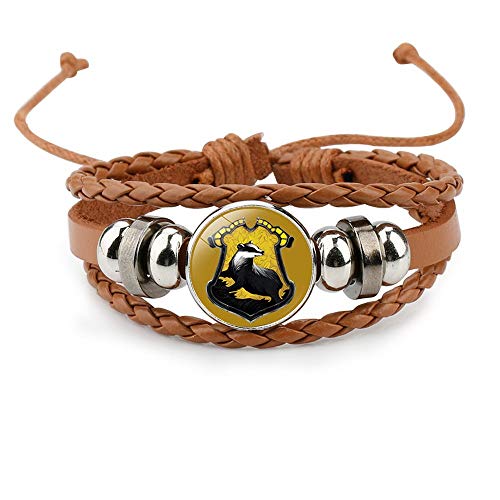 Day Vacation Hufflepuff Arm Party Bracelet Set Beaded Hand Leather Badger Bracelet Braided Jewelry Gift