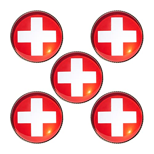 HSQCEZ 5 Pcs Switzerland Flag Pin Round 1 Inch,Lapel Pins party Gifts, Patriotic Pin for Men/Women,Swiss Flag Brooch Accessories Party Favors, Hat Suit Decorations, Suitable for children and adults(5 Pcs )